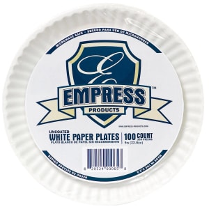 RJ Schinner Co Empressâ„¢ White Paper Plate, 9-Inch